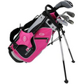 U.S. Kids Golf UL48-u 5 Club Stand Set - Pink/Black/Silver Bag